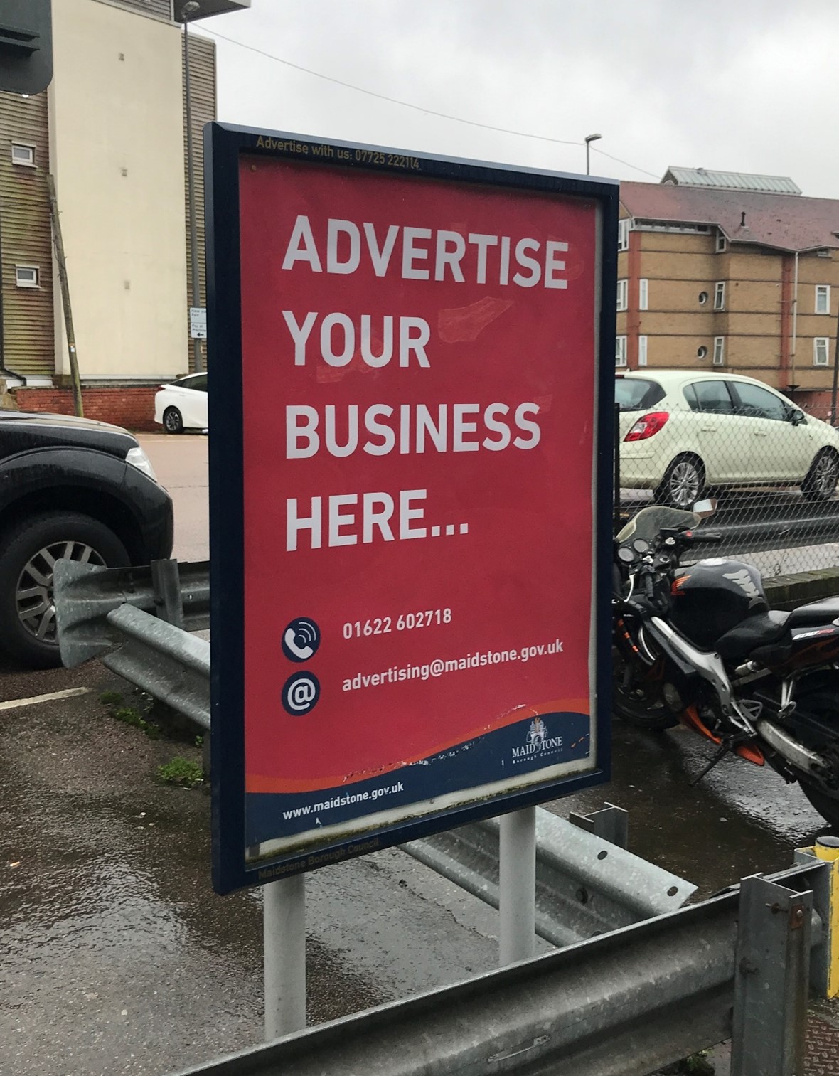 A poster with text to indicate how an advert would display