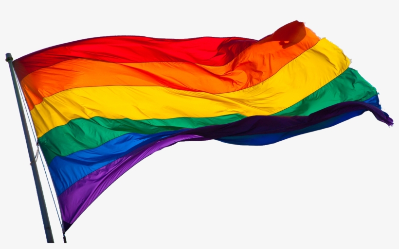 The pride flag flowing in a breeze.